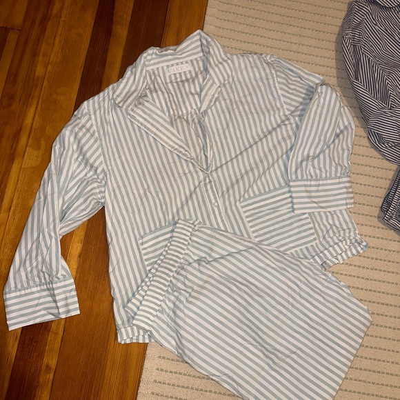 Lake Pajamas Aloe Green Striped Cotton Poplin Pajama Set - Picture 3 of 3